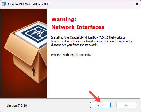 VBox warning during installation.