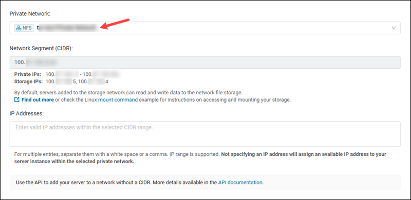 BMC deploy private network selected NFS