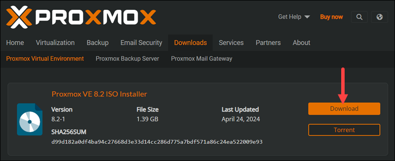 Download Proxmox ISO image