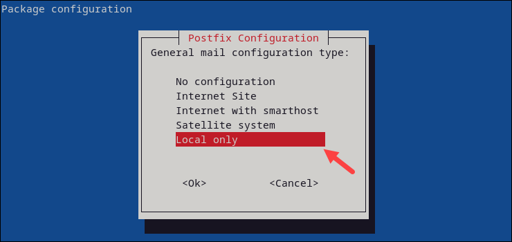 Configure Postfix after installation.