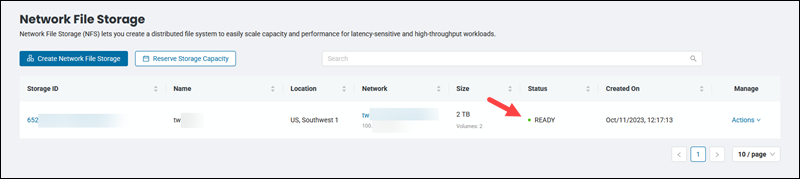 Network File Storage listing ready