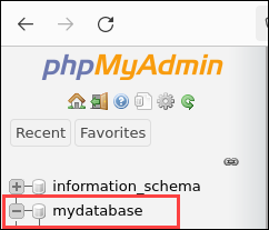 phpMyAdmin select database