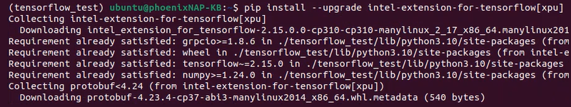 pip install intel-extension-for-tensorflow xpu terminal output