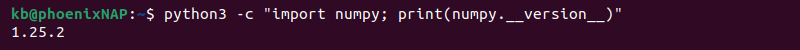 python import numpy version terminal output