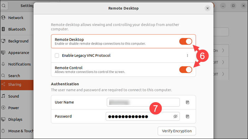 Enable Remote Desktop on Ubuntu.