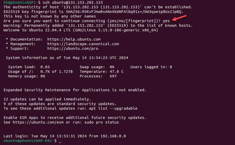 SSH connection GPU server Ubuntu 22.04