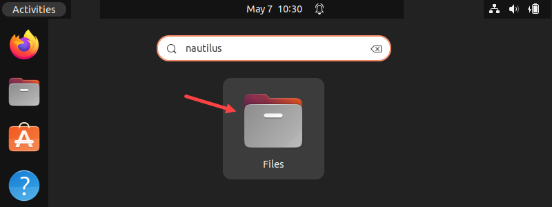 Ubuntu activities search nautilus output