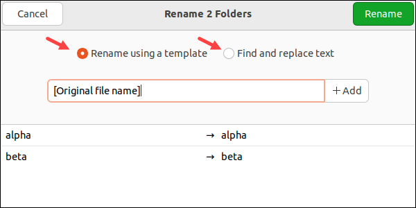 Ubuntu folder batch rename GUI