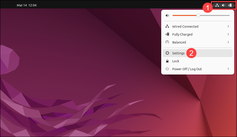 Access Ubuntu settings from desktop.