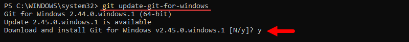 Updating Git on Windows.