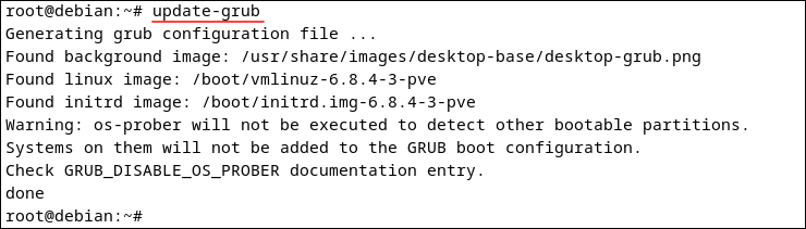 Updating the GRUB configuration file.