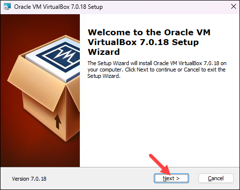Oracle VM VirtualBox welcome screen.