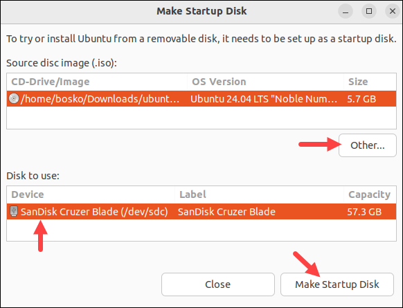 Create bootable USB in Ubuntu.