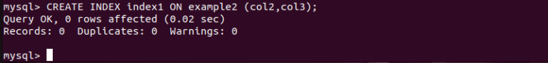 MySQL: Create Table Index