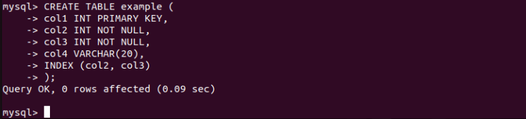 MySQL: Create Table Index