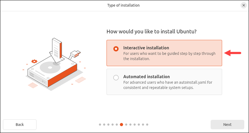 Select Ubuntu installation type.