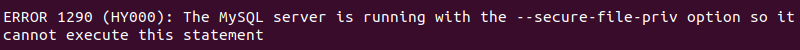 error 1290 MySQL output