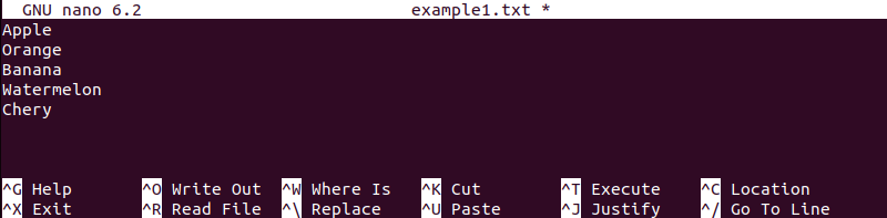 example1.txt file with text