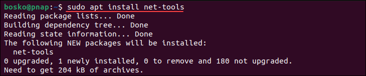 Installing net-tools to fix the ifconfig not found error in Linux.
