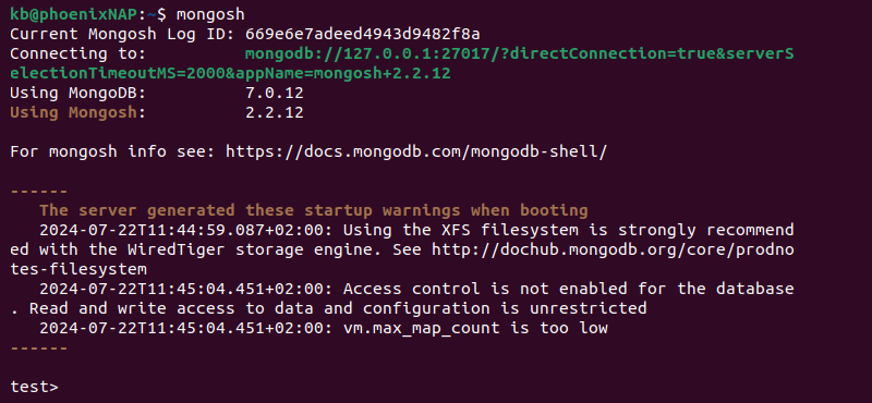 mongosh MongoDB shell output