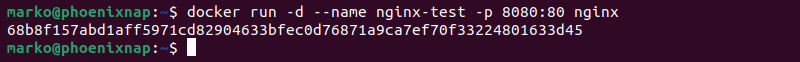 Running an Nginx container in detached mode.