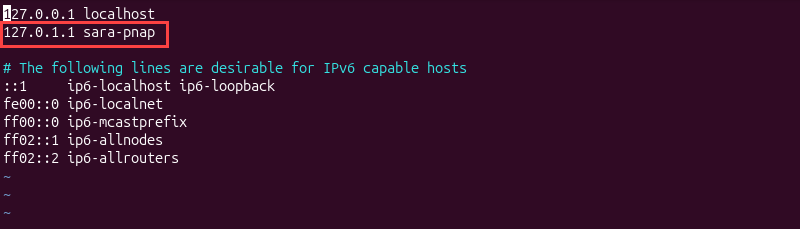sudo vim/etc/hosts terminal output in Vim