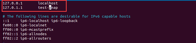 terminal output for sudo vim /etc/hosts