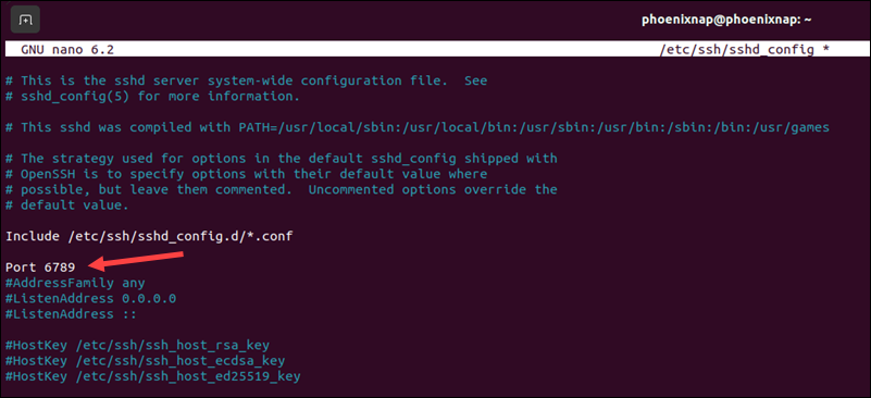 Changing the port number in the sshd_config file to prevent brute force attacks.