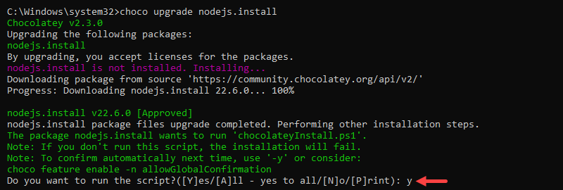 choco upgrade nodejs.install latest