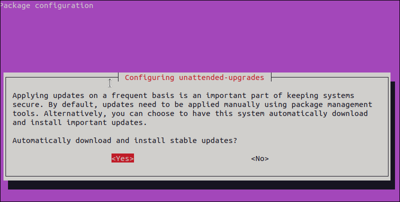 Configuring unattended-upgrades