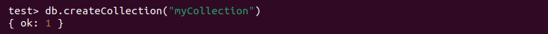 db.createcollection MongoDB output