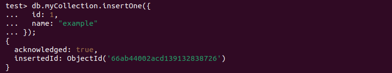 db.mycollection.insertone collection mongodb output