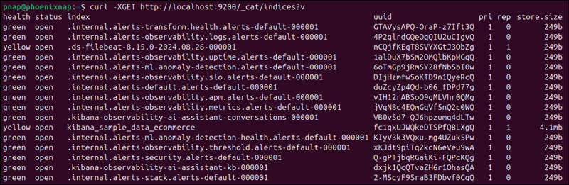 Command to check the health status of the Elastic stack.