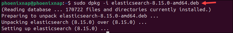 Installing Elasticsearch from a Debian package file.