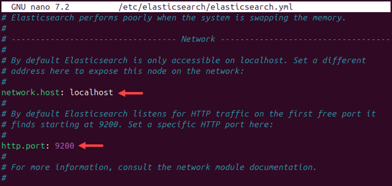 elasticsearch.yml network.host and http.port settings