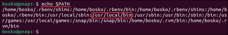 An example output of echo $PATH.