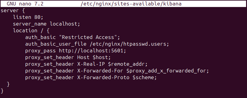 nginx sites available kibana server file setup