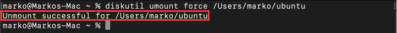 Force unmounting a remote directory via CLI.