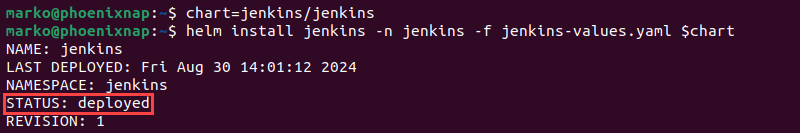 Installing Jenkins via Helm.