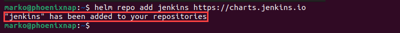 Adding the Jenkins Helm repository.