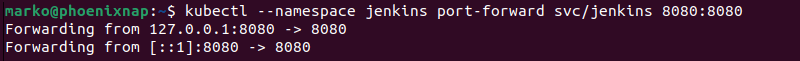 Forwarding ports to enable Jenkins.