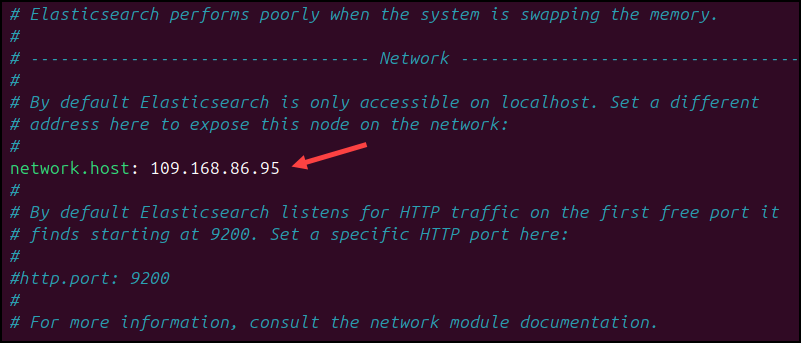 Setting the network.host parameter in Elasticsearch.