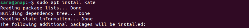 sudo apt install kate terminal output