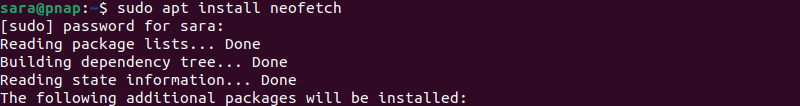 sudo apt install neofetch terminal output