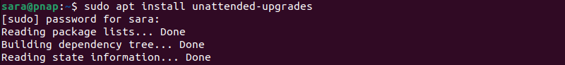 sudo apt install unattended-upgrades terminal output