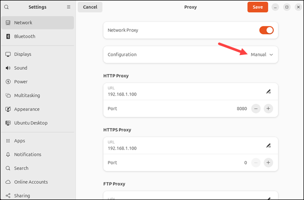 Ubuntu 24.04 proxy settings manual configuration