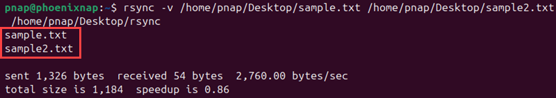 Using rsync to copy multiple files locally.