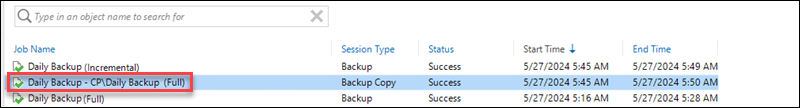 Daily backup offload job listed Veeam