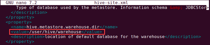 hive.metastore.warehouse.dir value path hive-site.xml