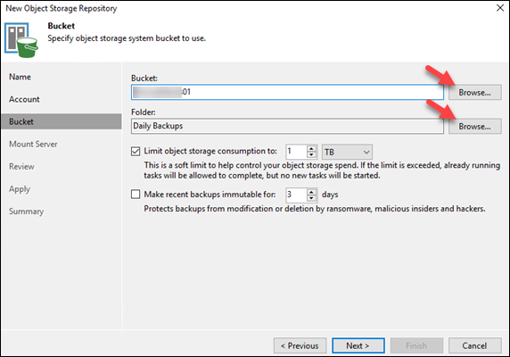 New object storage repository bucket and folder object storage